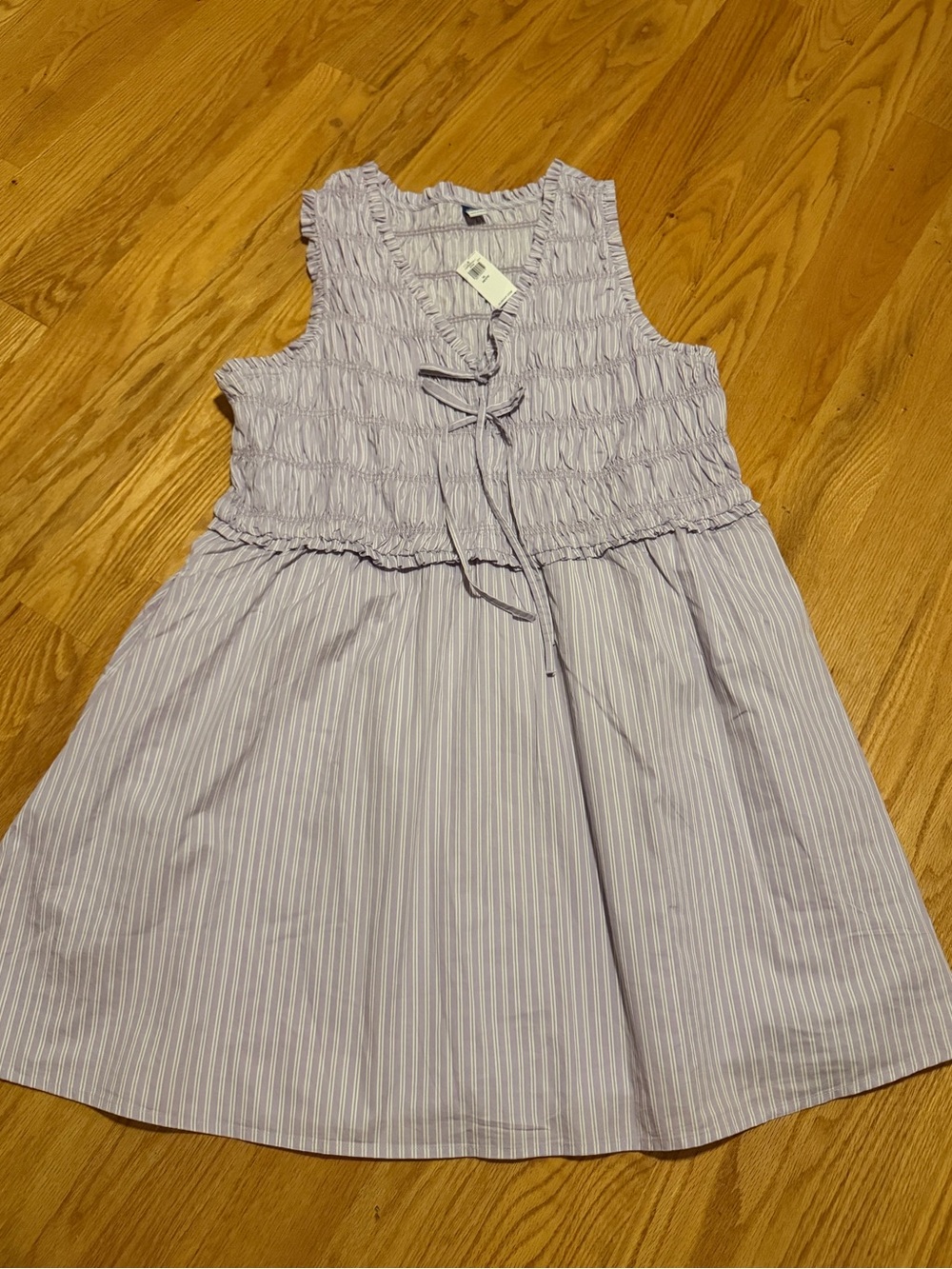 Women’s Lavender Striped Smocked Sundress